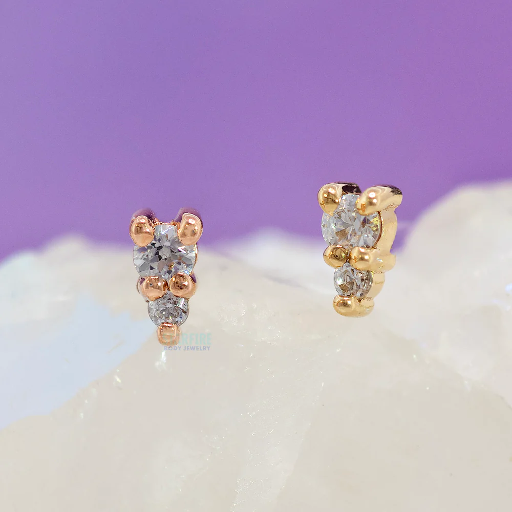"Jeanie 2" Threaded End in Gold with White CZ's - Image 2
