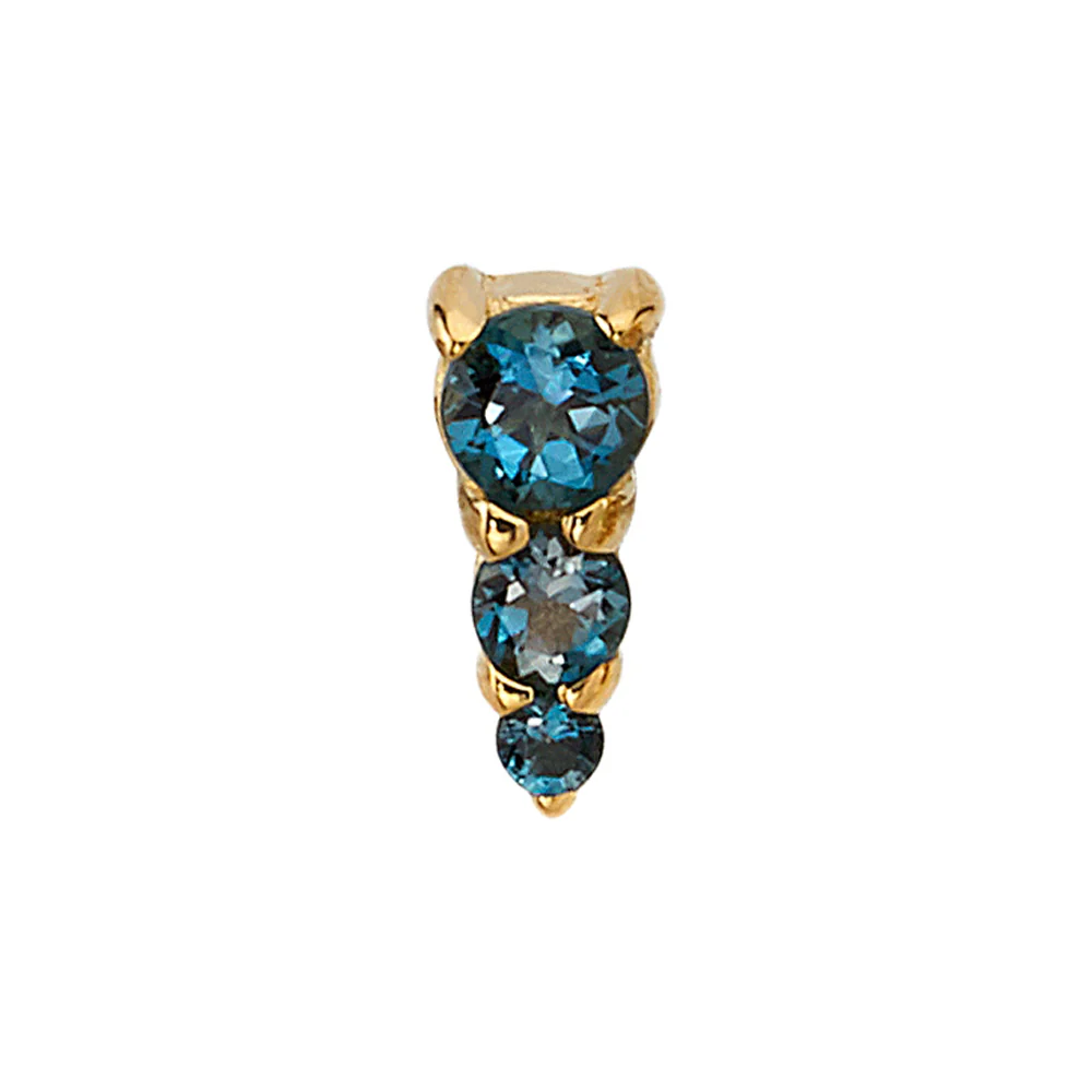 "Jeanie 3" Threaded End in Gold with London Blue Topaz - Image 2