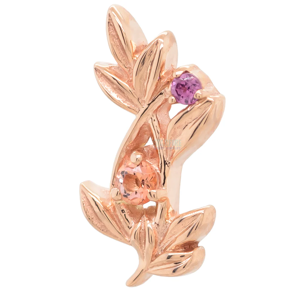 "Jessamine" Threaded End in Gold with Peach Topaz' & Rhodolite - Image 2