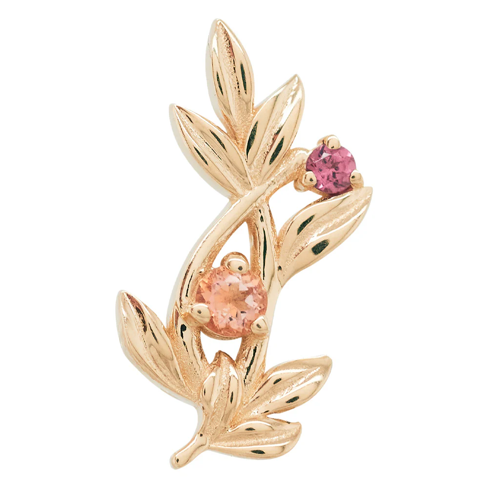"Jessamine" Threaded End in Gold with Peach Topaz' & Rhodolite - Image 4