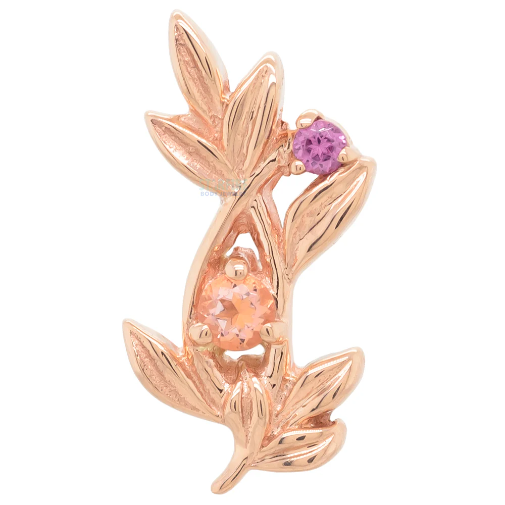 "Jessamine" Threaded End in Gold with Peach Topaz' & Rhodolite - Image 5