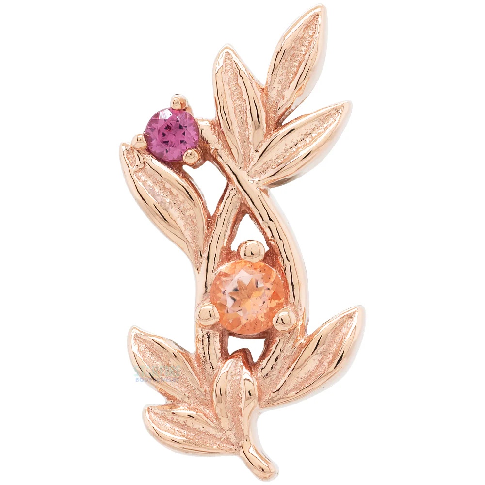 "Jessamine" Threaded End in Gold with Peach Topaz' & Rhodolite - Image 6