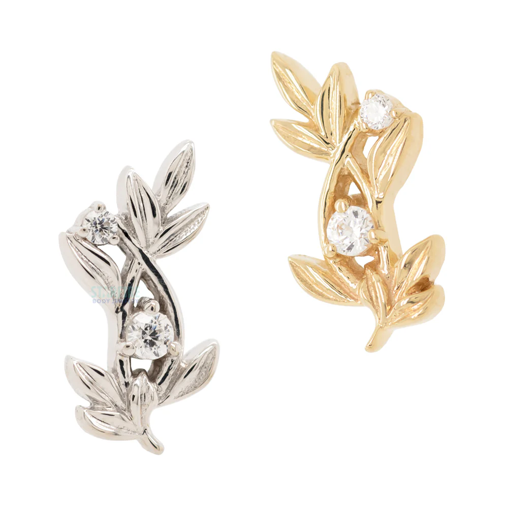 "Jessamine" Threaded End in Gold & Platinum with White CZ's - Image 2