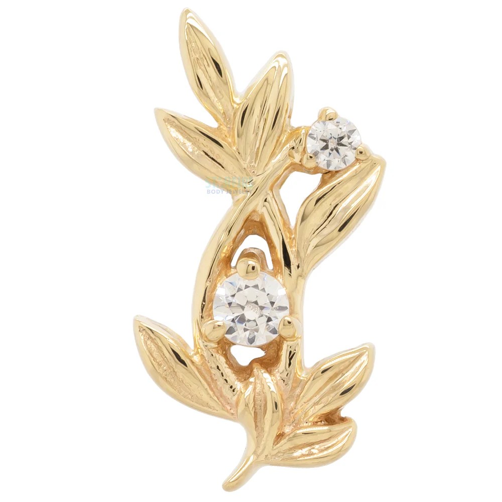 "Jessamine" Threaded End in Gold & Platinum with White CZ's - Image 3