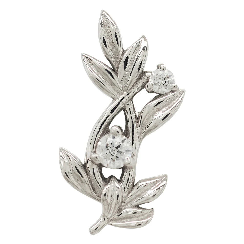 "Jessamine" Threaded End in Gold & Platinum with White CZ's - Image 4