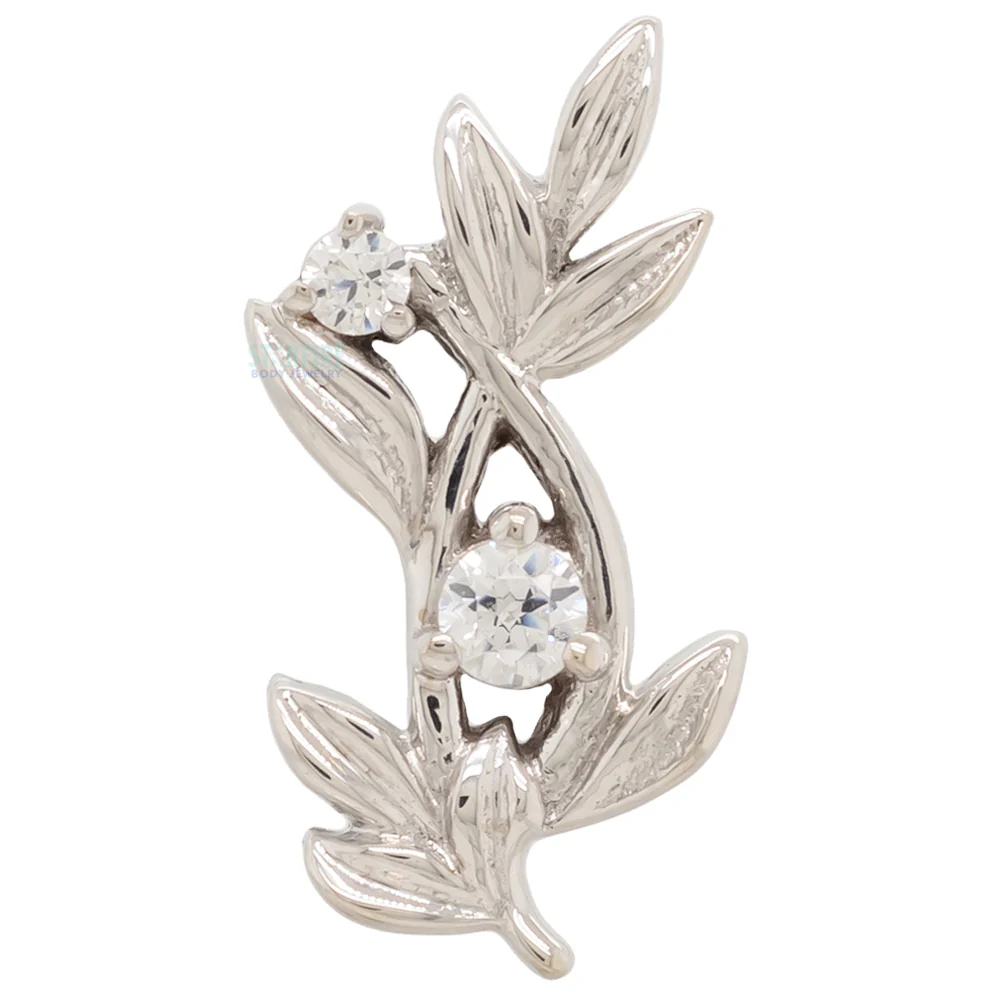 "Jessamine" Threaded End in Gold & Platinum with White CZ's - Image 5