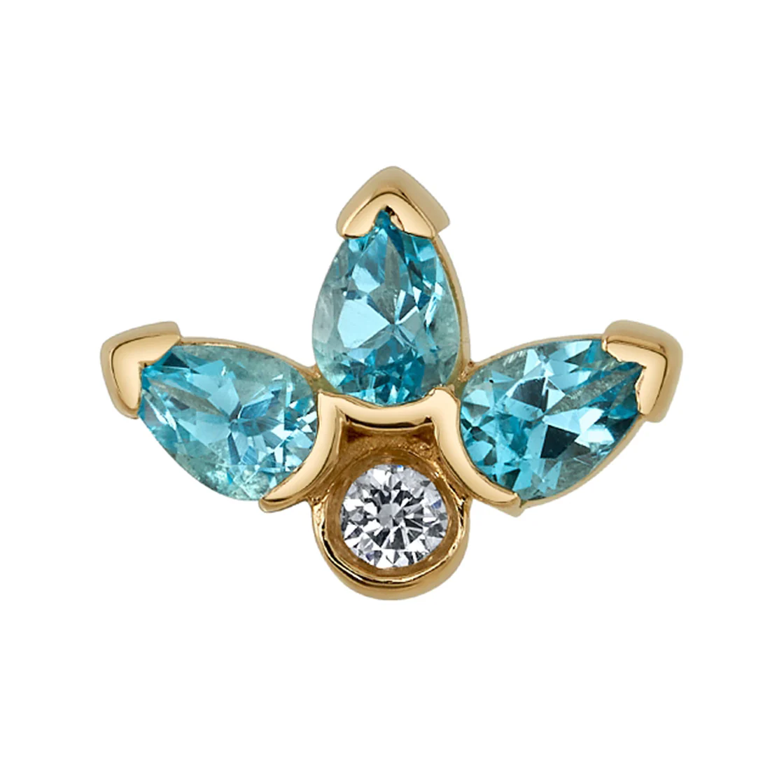 "Julia" Threaded End in Gold with Swiss Blue Topaz & Diamond - Image 2