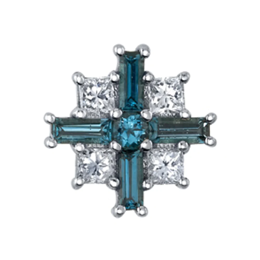 "Kaleidoscope" Threaded End in Gold with London Blue Topaz & Diamonds - Image 2