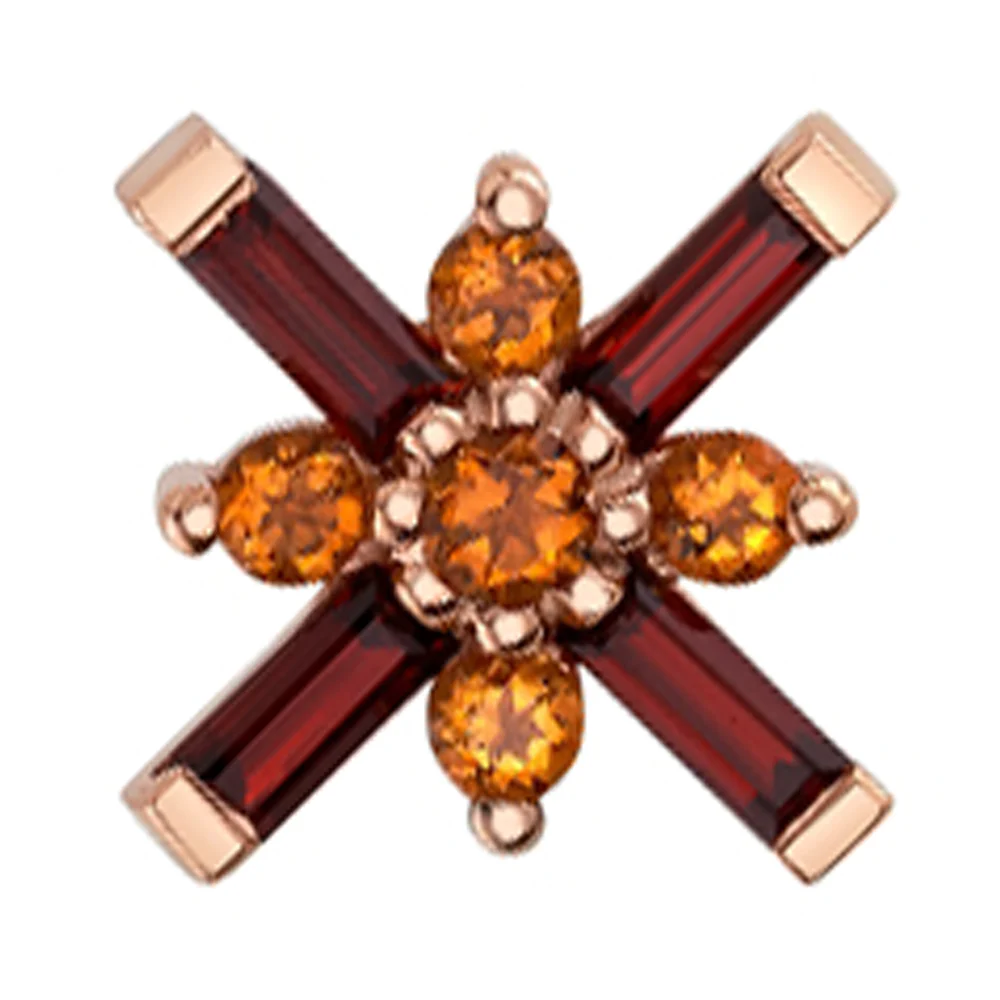 "Kaneda" Threaded End in Gold with Garnet & Citrine