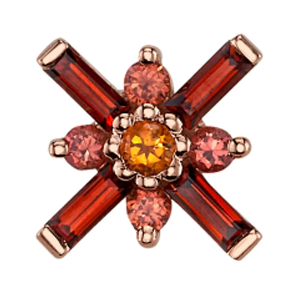 "Kaneda" Threaded End in Gold with Garnet, Orange Sapphire & Citrine - Image 2