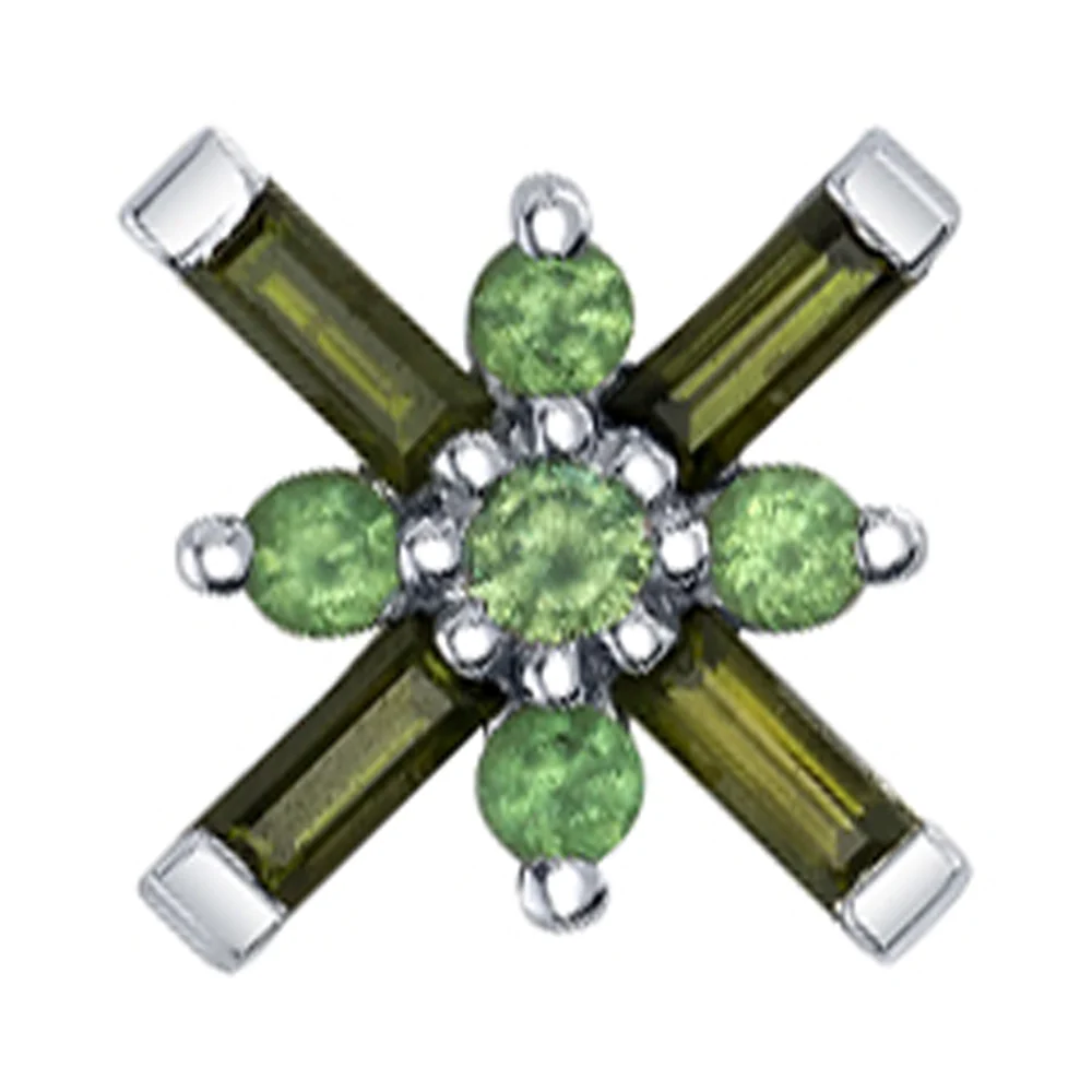 "Kaneda" Threaded End in Gold with Green Tourmaline & Tsavorite - Image 2