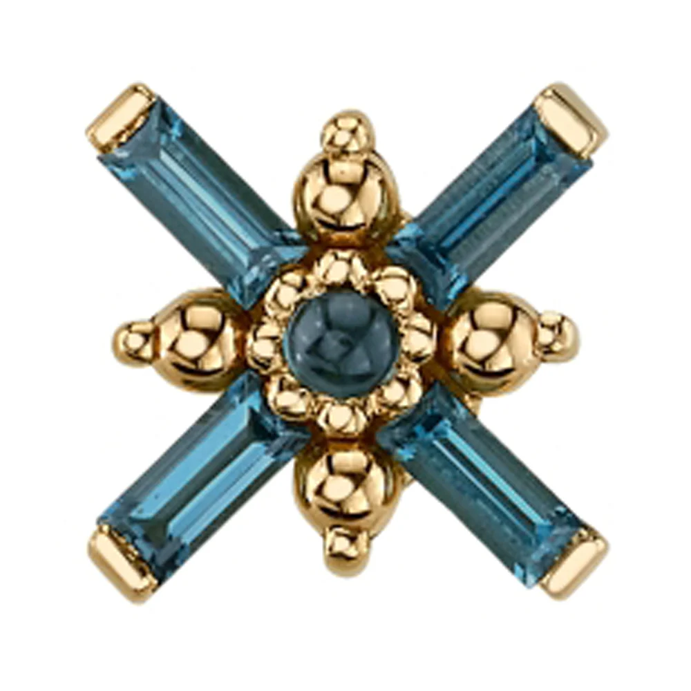 "Kaneda" Threaded End in Gold with London Blue Topaz & Gold Beads