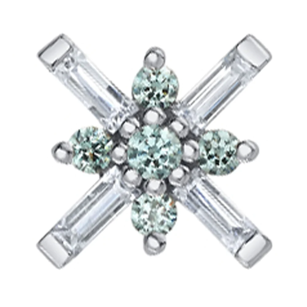 "Kaneda" Threaded End in Gold with White & Cyan CZ's