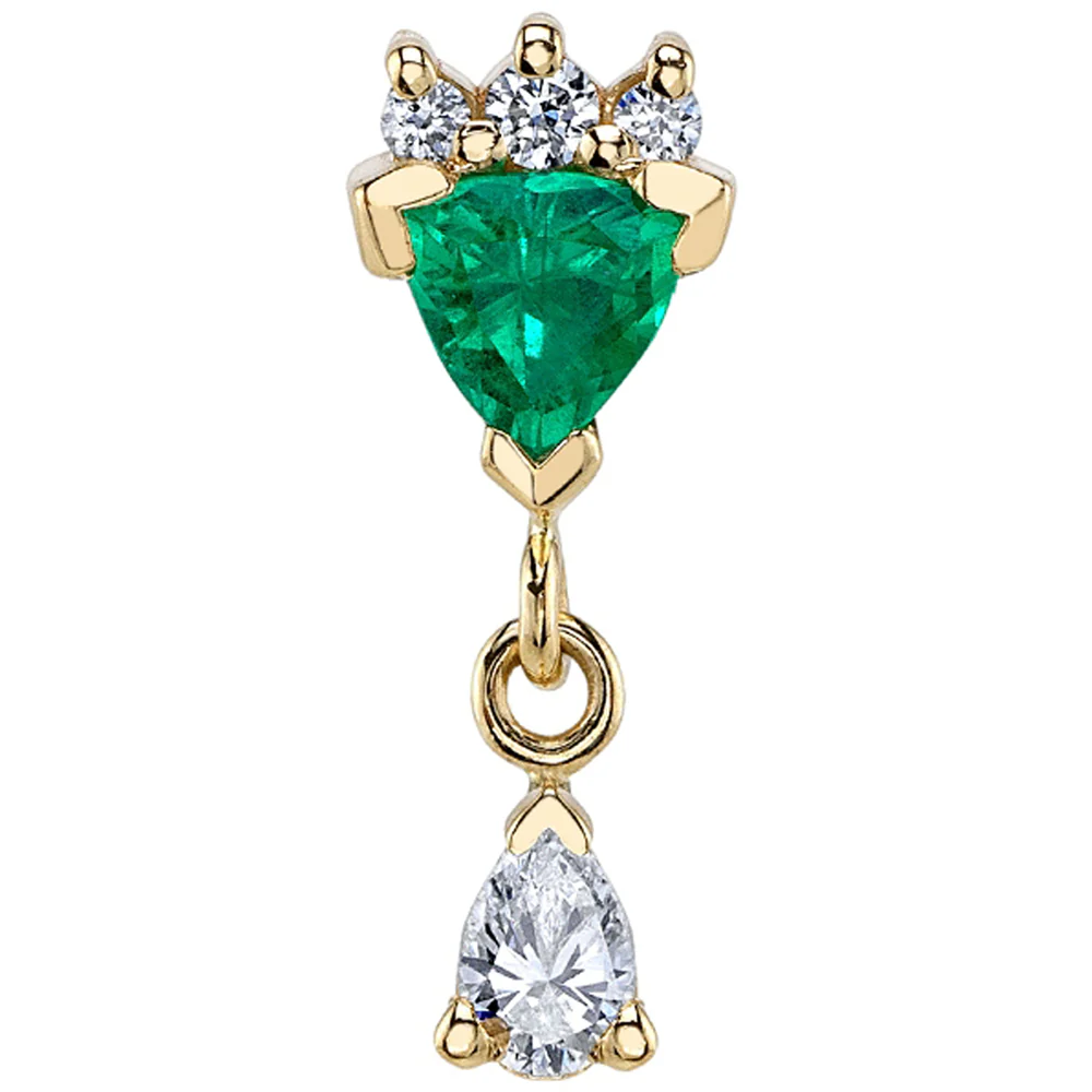 "Karma" Threaded End in Gold with Emerald & DIAMONDS - Image 2