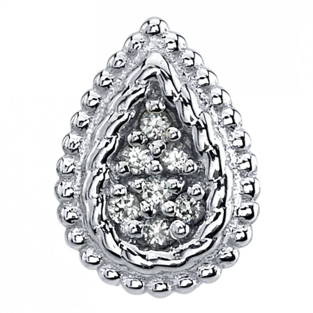 "Kendra Pear" Threaded End in Gold with White CZ's