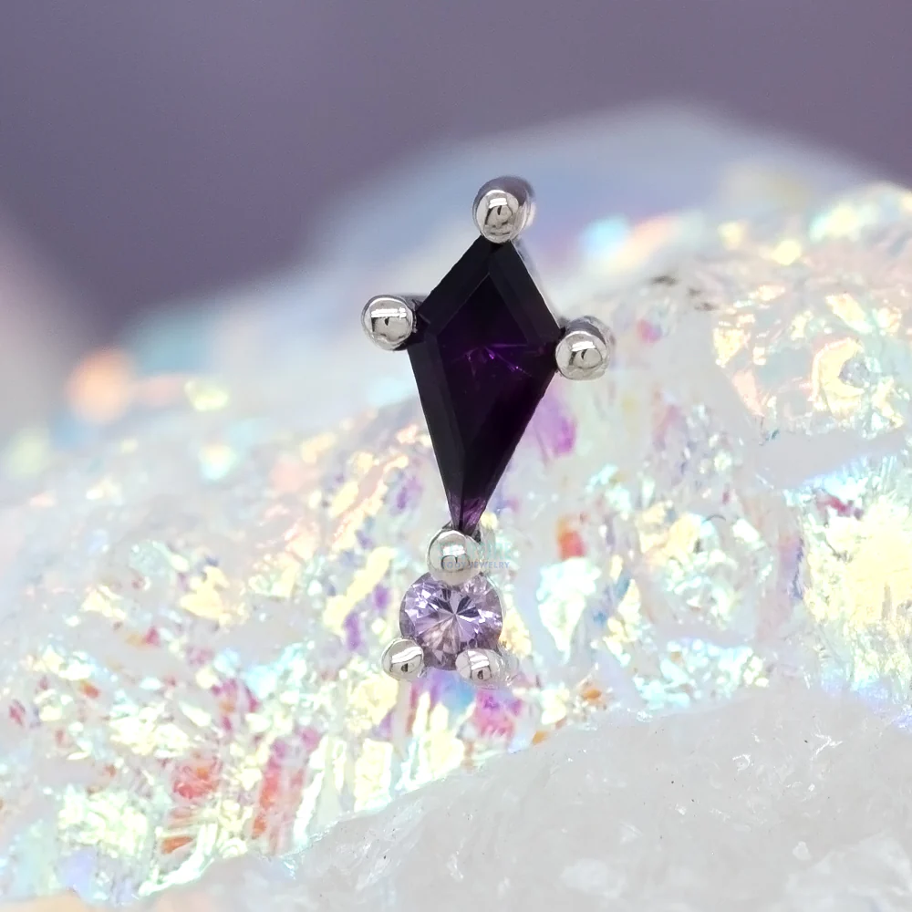 "Kiss and Tell" Threaded End in Gold with Amethyst & Light Amethyst - Image 2