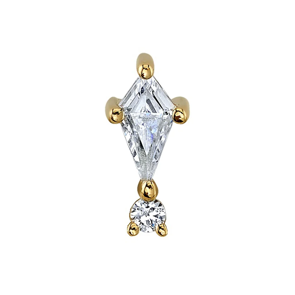 "Kiss and Tell" Threaded End in Gold with White CZ