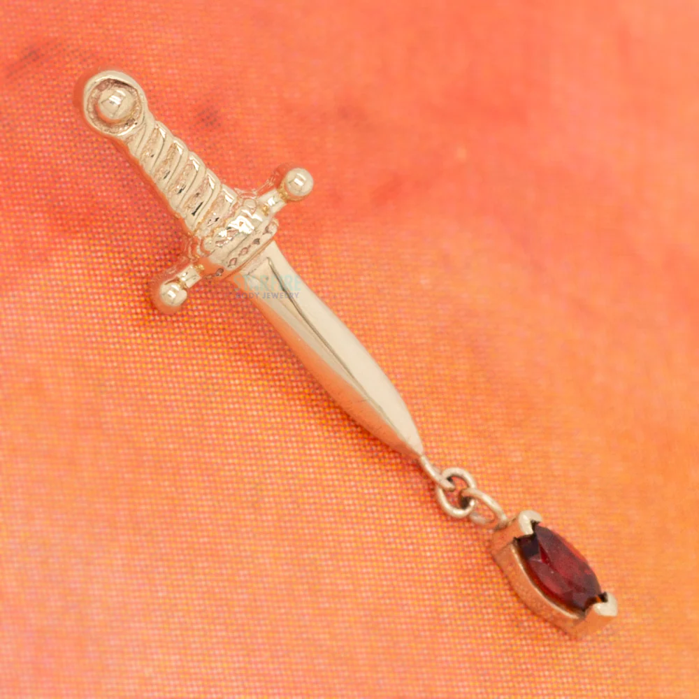 "Kiss of Death" Threaded End in Gold with Single Garnet - Image 2