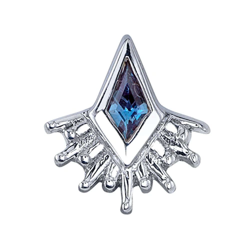 "Kite Borderline" Threaded End in Gold with Swiss Blue Topaz - Image 2