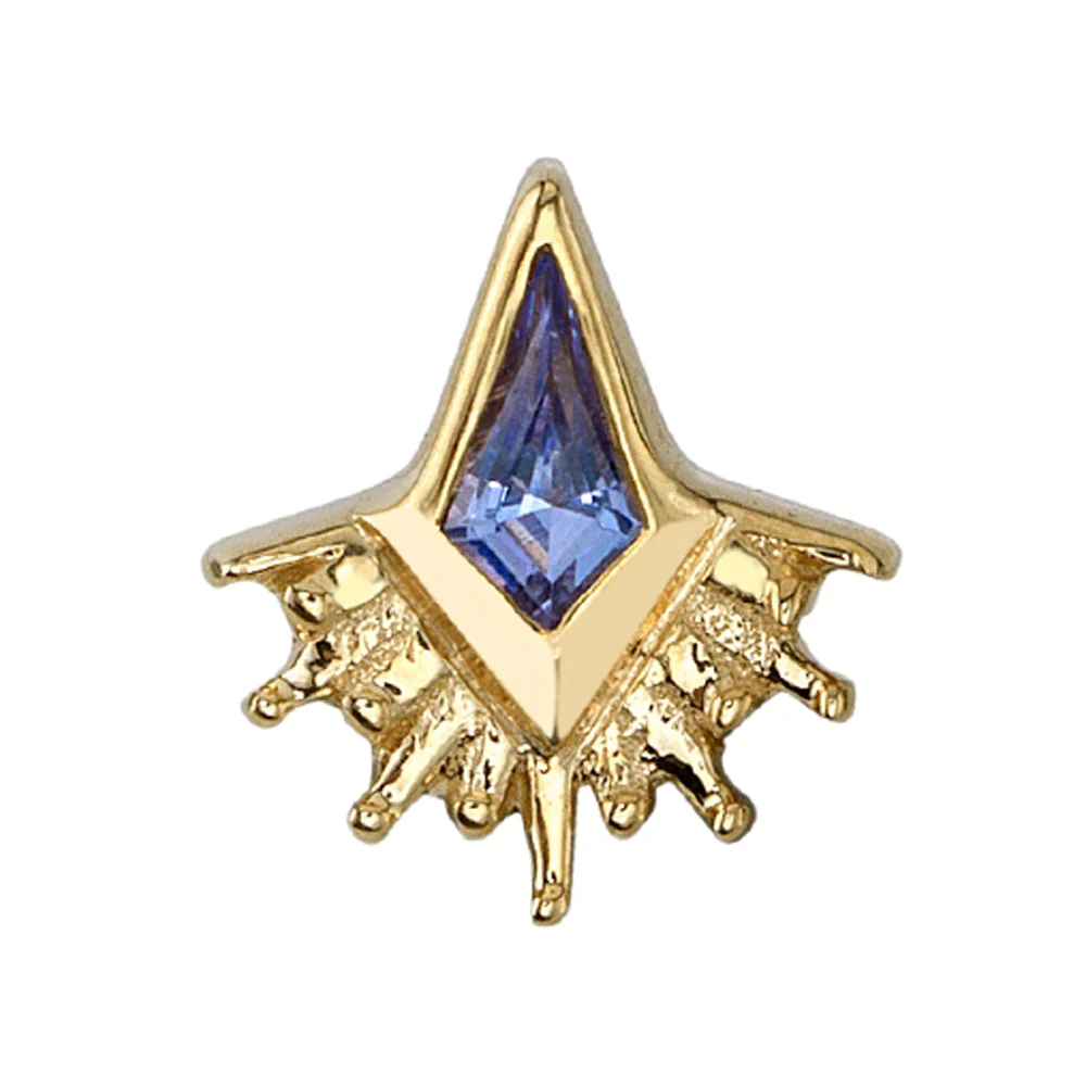 "Kite Borderline" Threaded End in Gold with Tanzanite - Image 2
