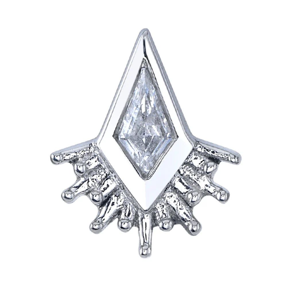 "Kite Borderline" Threaded End in Gold with White CZ - Image 2