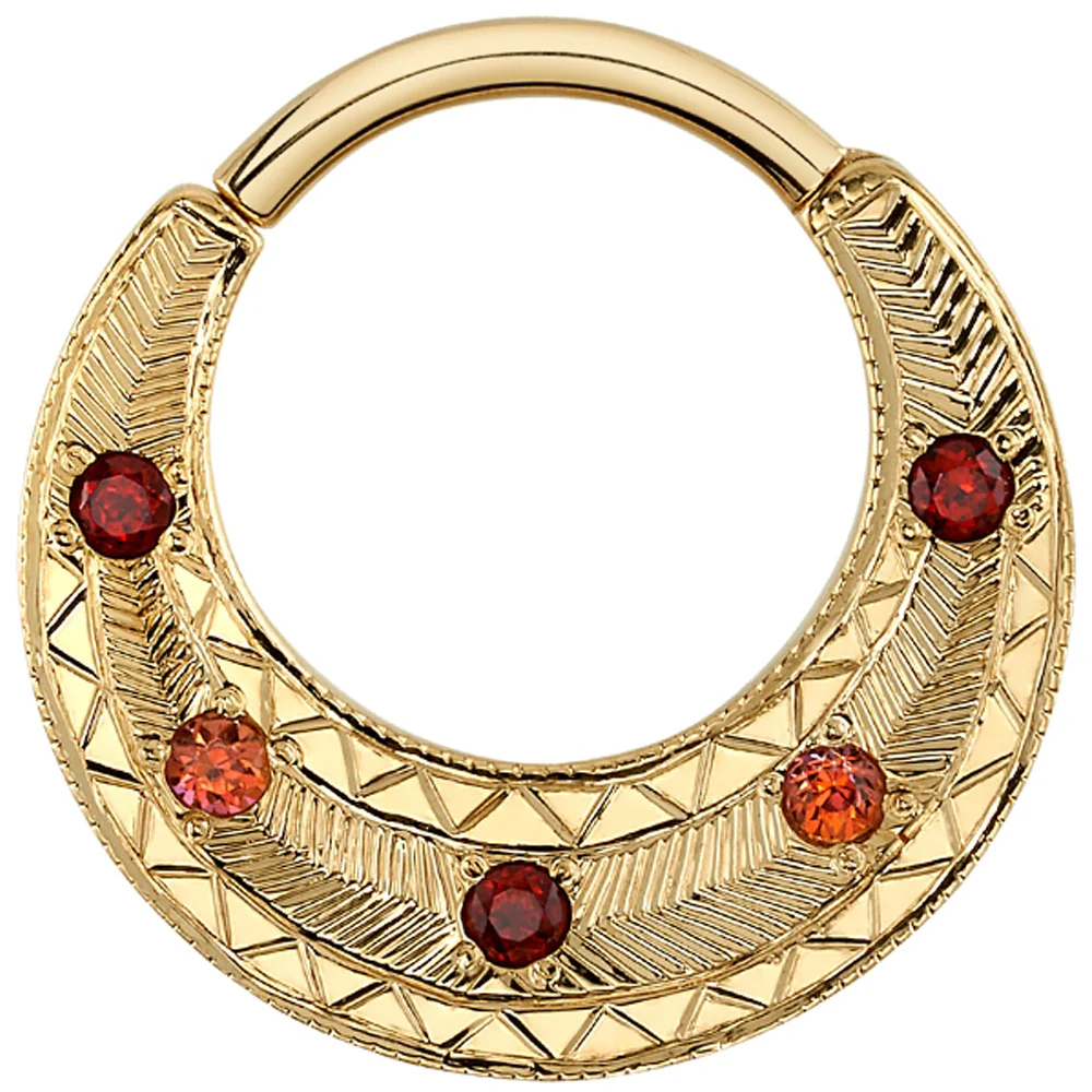"Klarice" Hinge Ring in Gold with Garnet & Anastasia Topaz