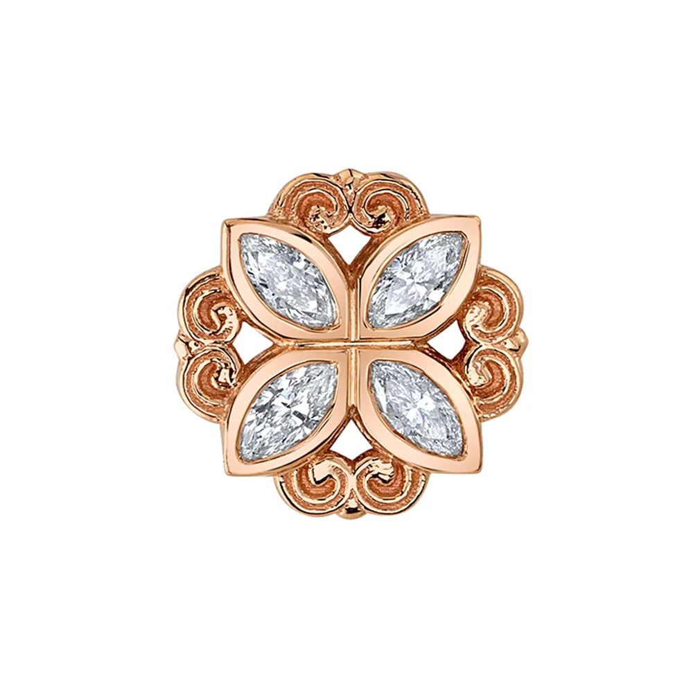 "Lamia Marquise Bezel" Threaded End in Gold & Platinum with DIAMONDS - Image 3