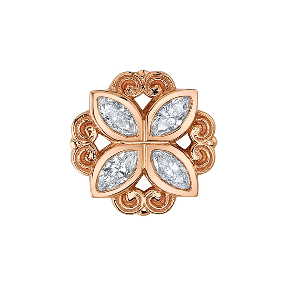 "Lamia Marquise Bezel" Threaded End in Gold & Platinum with White CZ's - Image 2