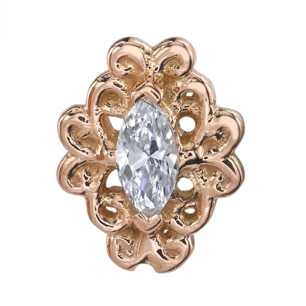 "Lamia Marquise" Threaded End in Gold with White CZ - Image 3