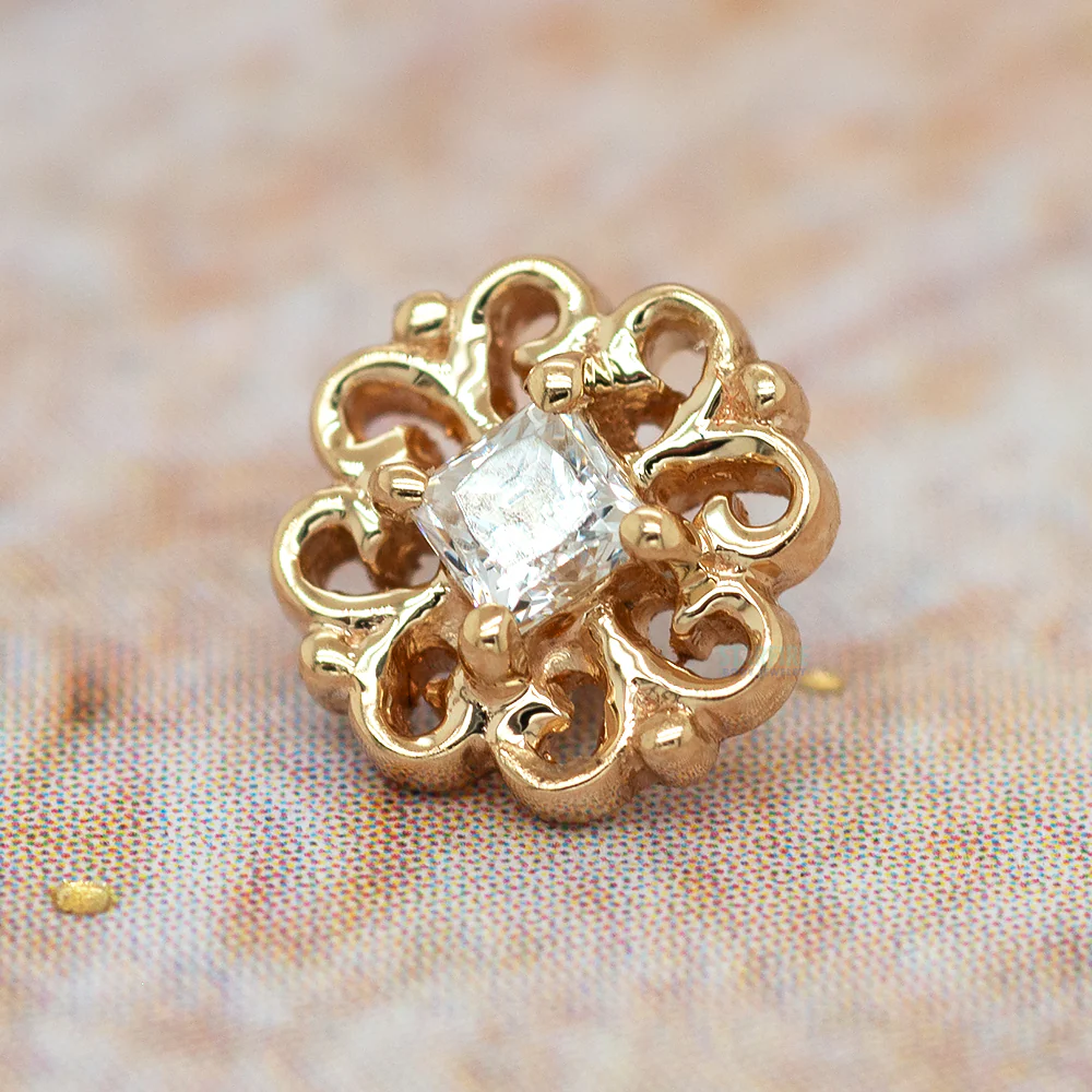 "Lamia Princess" Threaded End in Gold with White CZ - Image 2