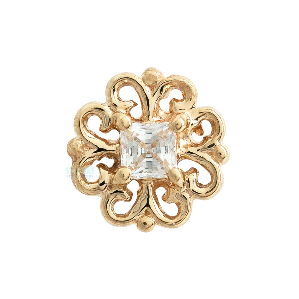 "Lamia Princess" Threaded End in Gold with White CZ - Image 3