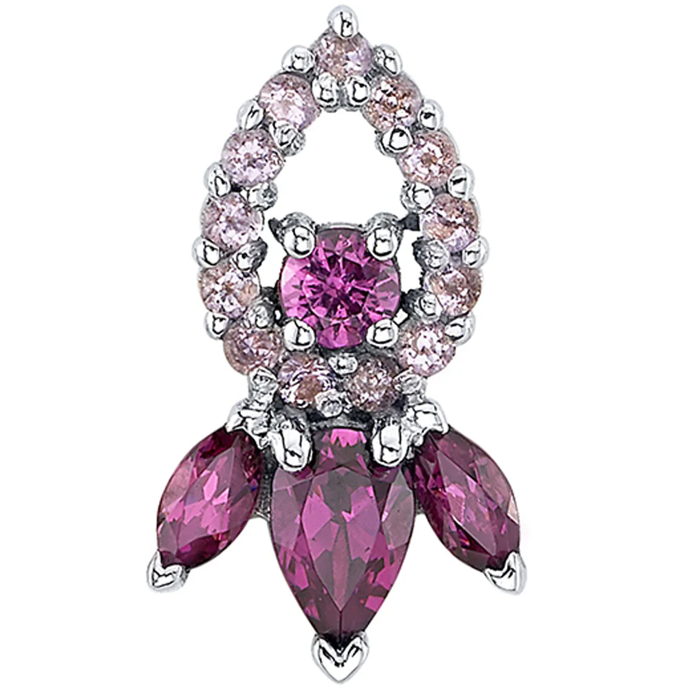 "Larissa" Threaded End in Gold with Light Amethyst & Rhodolite - Image 2