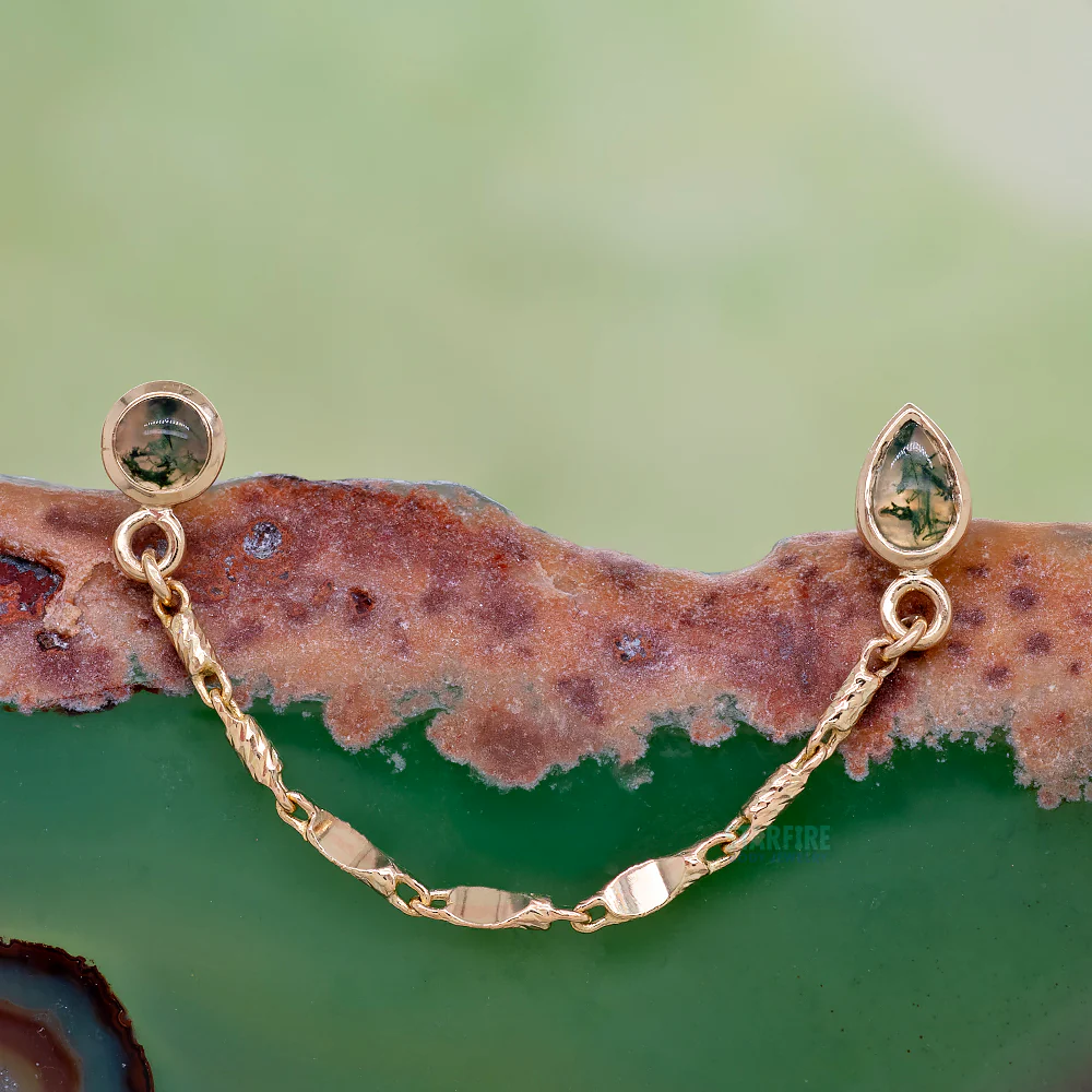 "Laurel" Dual End in Gold with Moss Agate - Image 2