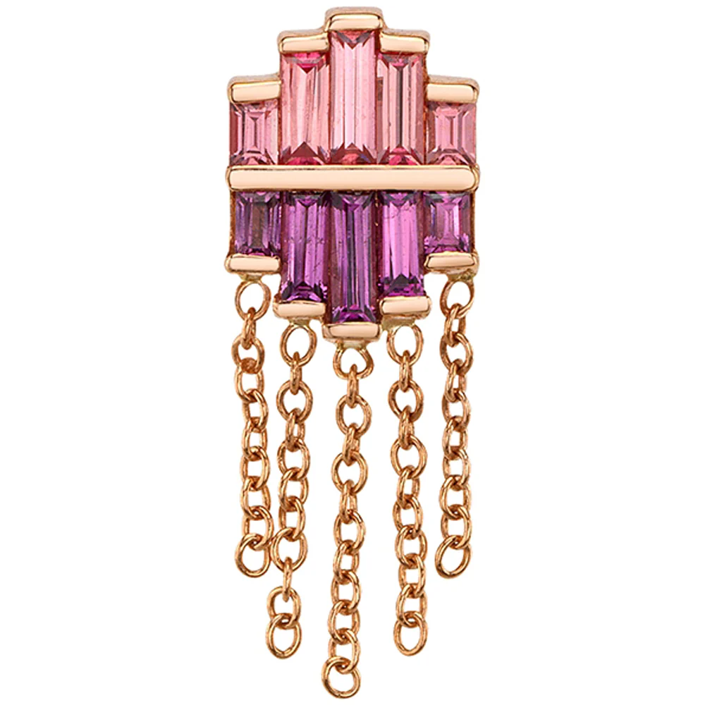"Levitate" Threaded End in Gold with Padparadscha Sapphire & Rhodolite - Image 2