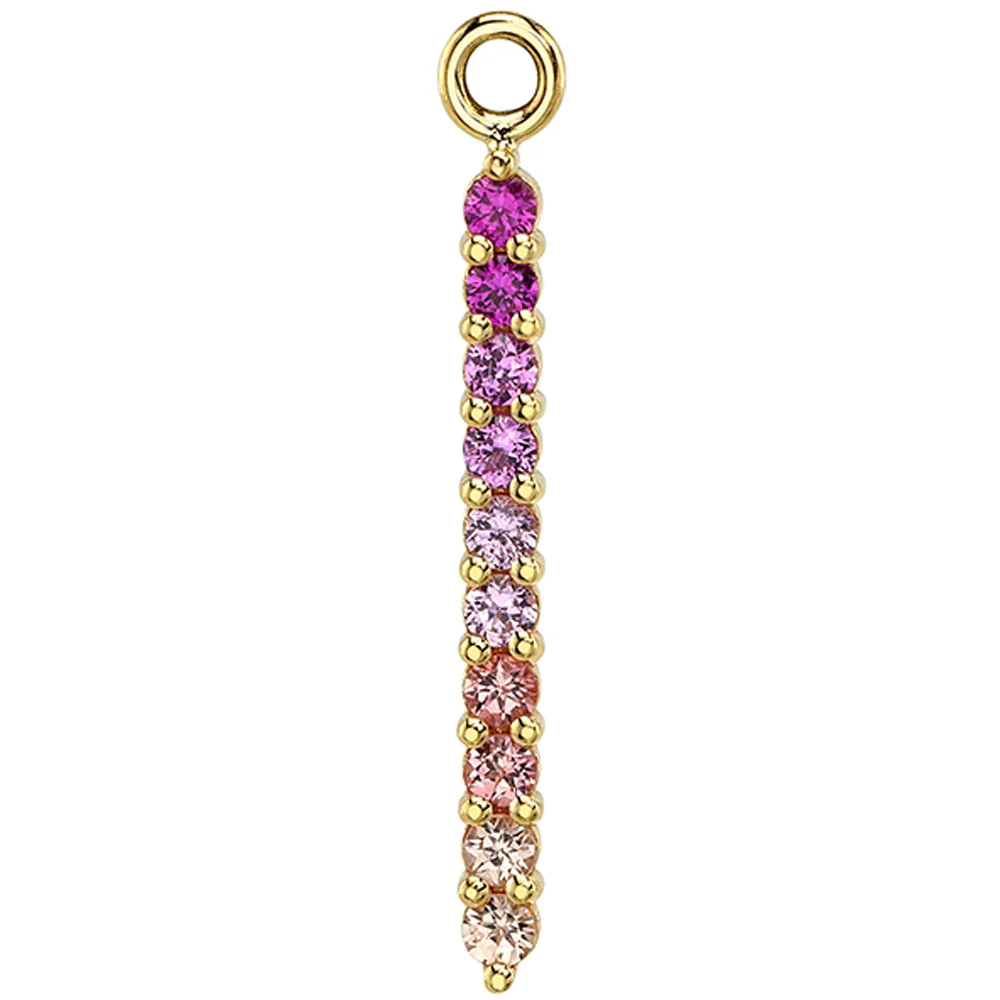 Linear Ten Prong Charm in Gold with Pink Gradient Genuine Gemstones - Image 2