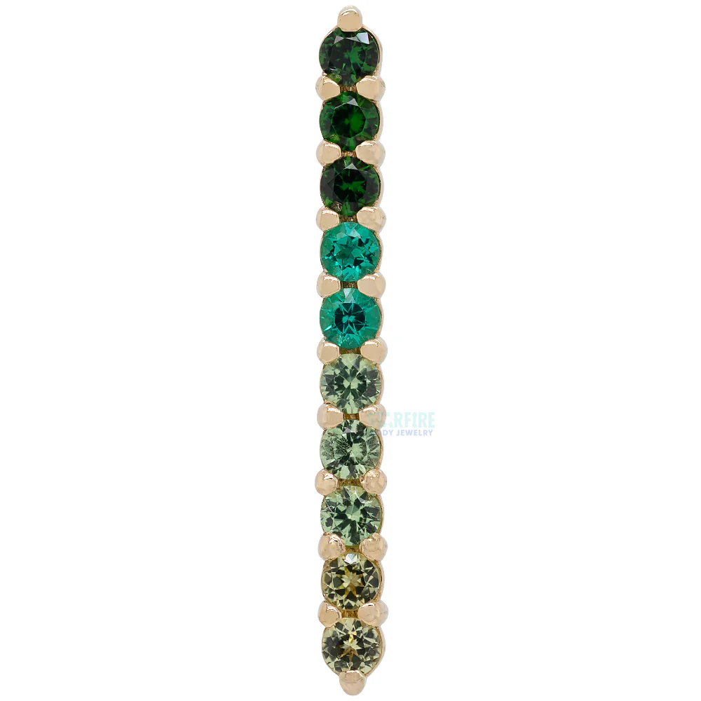 Linear Ten Prong Threaded End in Gold with Green Ombre Genuine Gemstones - Image 3