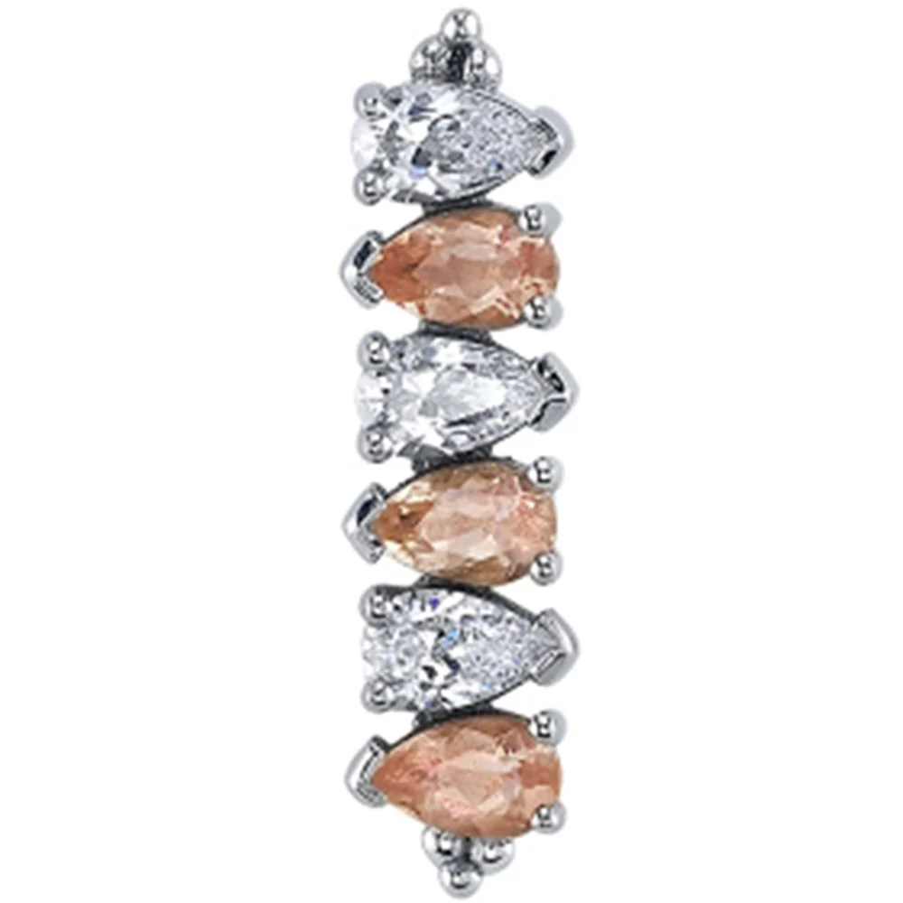 "Lira" Threaded End in Gold with Diamond & Oregon Sunstone - Image 2