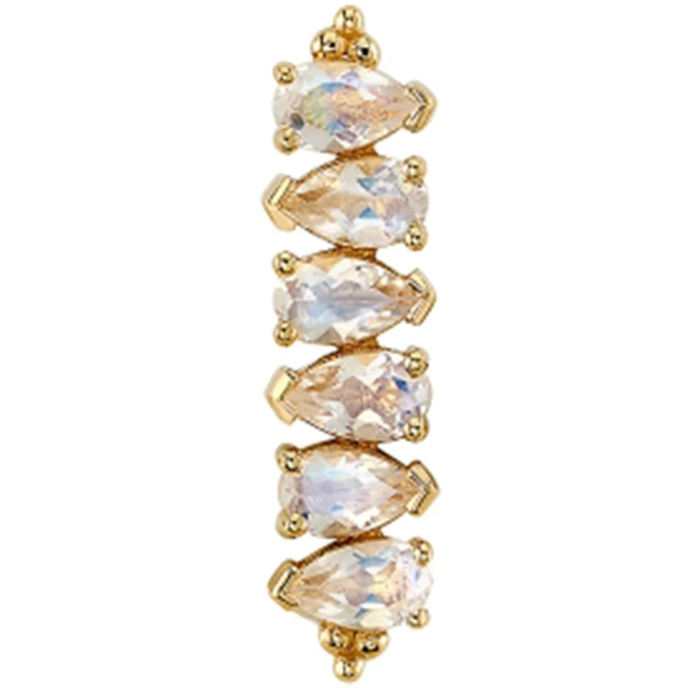 "Lira" Threaded End in Gold with Faceted Rainbow Moonstone - Image 2