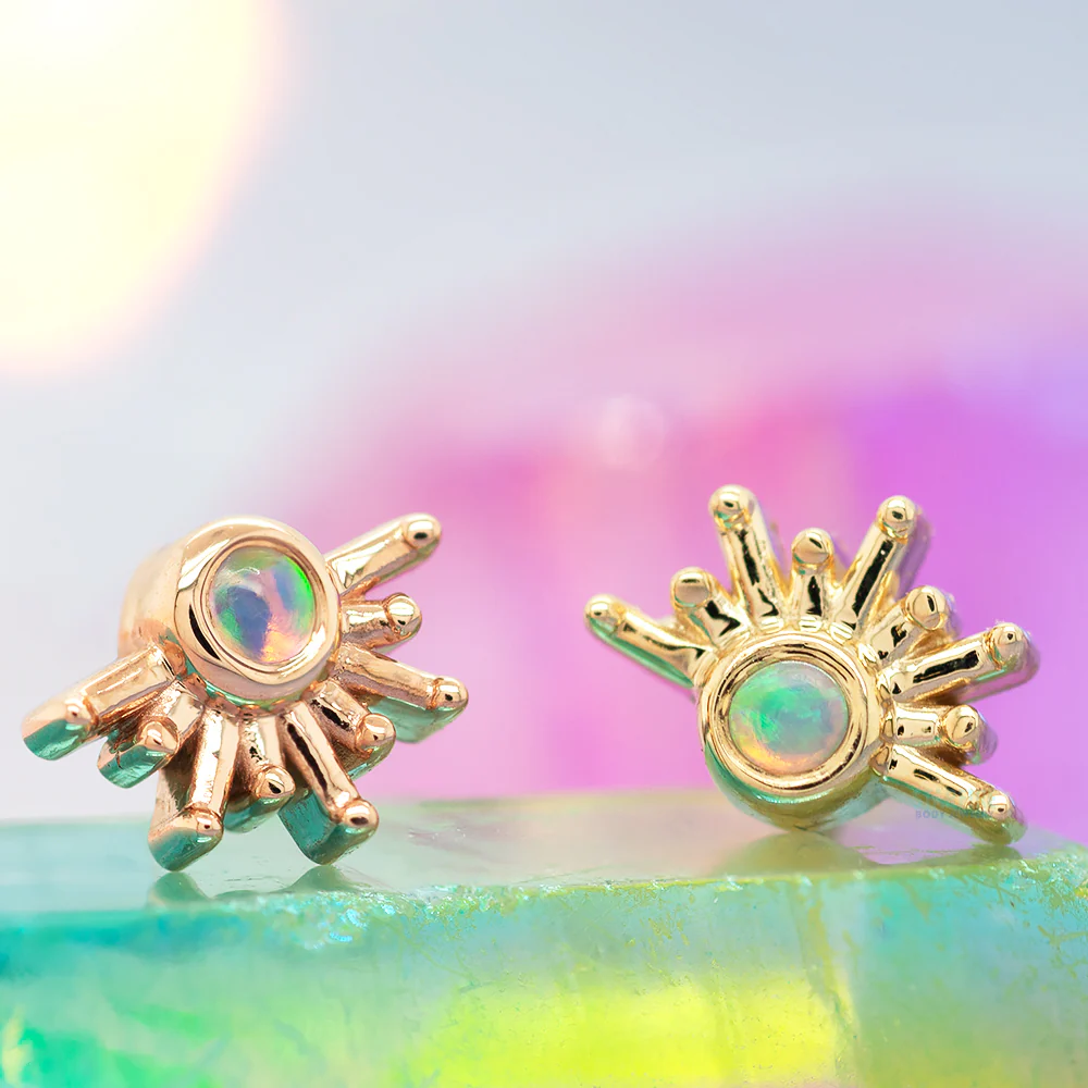 "Live to Tell" Threaded End in Gold with Genuine White Opal - Image 2