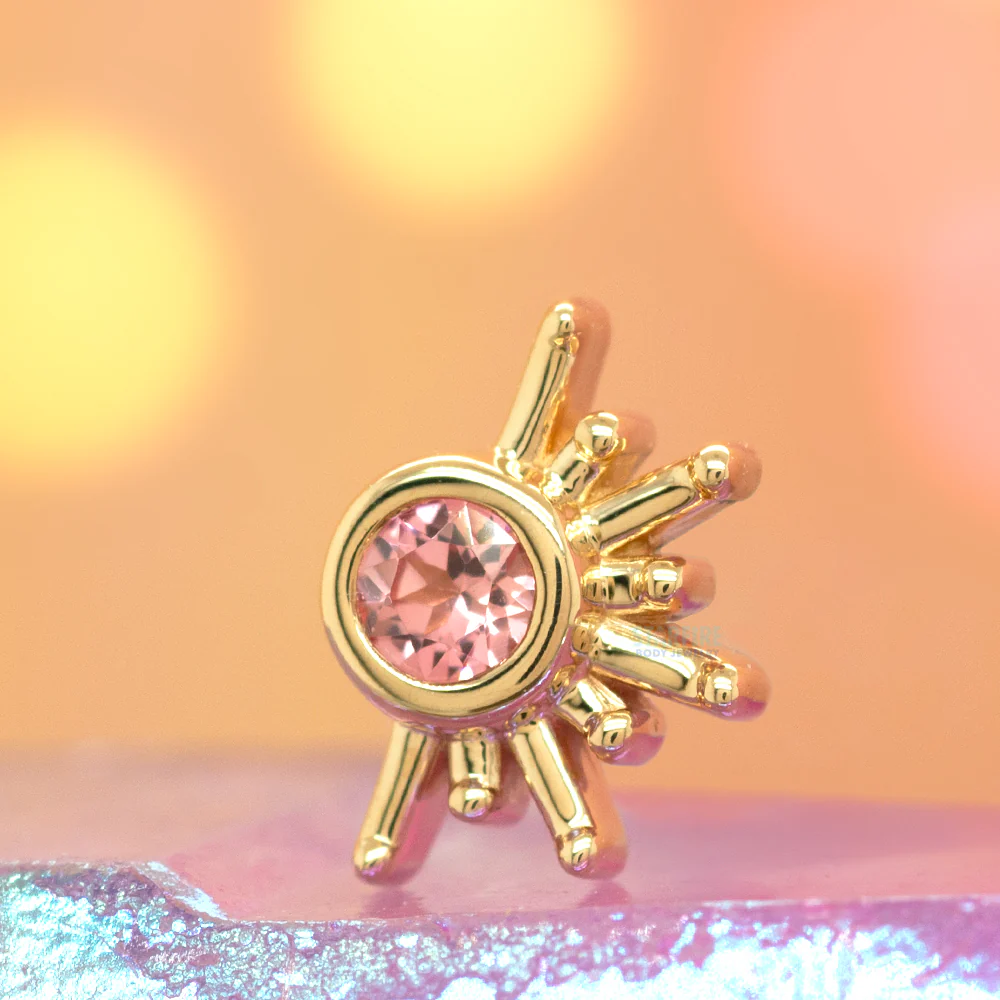 "Live to Tell" Threaded End in Gold with Padparadscha Sapphire - Image 2
