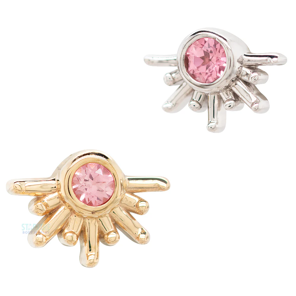 "Live to Tell" Threaded End in Gold with Padparadscha Sapphire - Image 3
