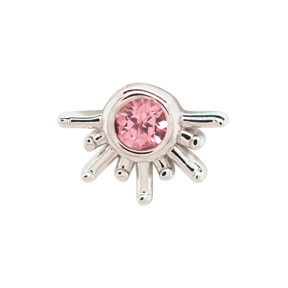 "Live to Tell" Threaded End in Gold with Padparadscha Sapphire - Image 5