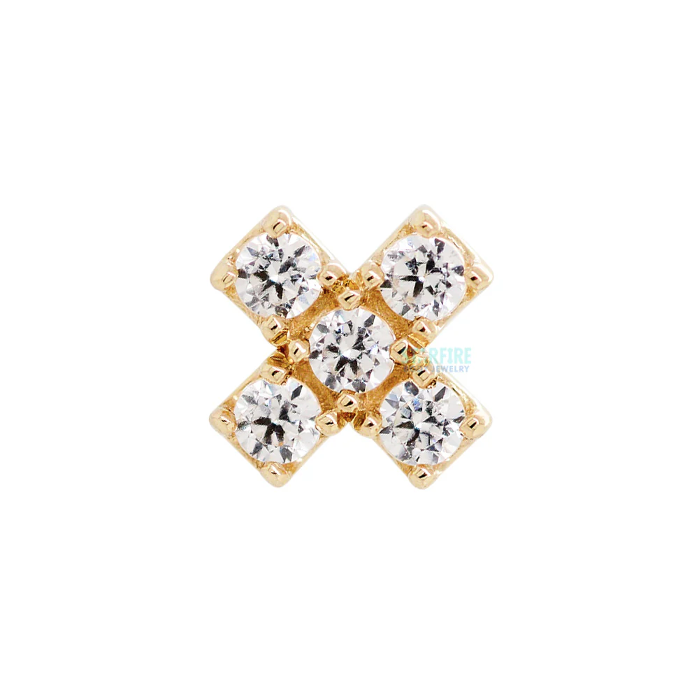 "Lois X" Threaded End in Gold with White CZ's - Image 3