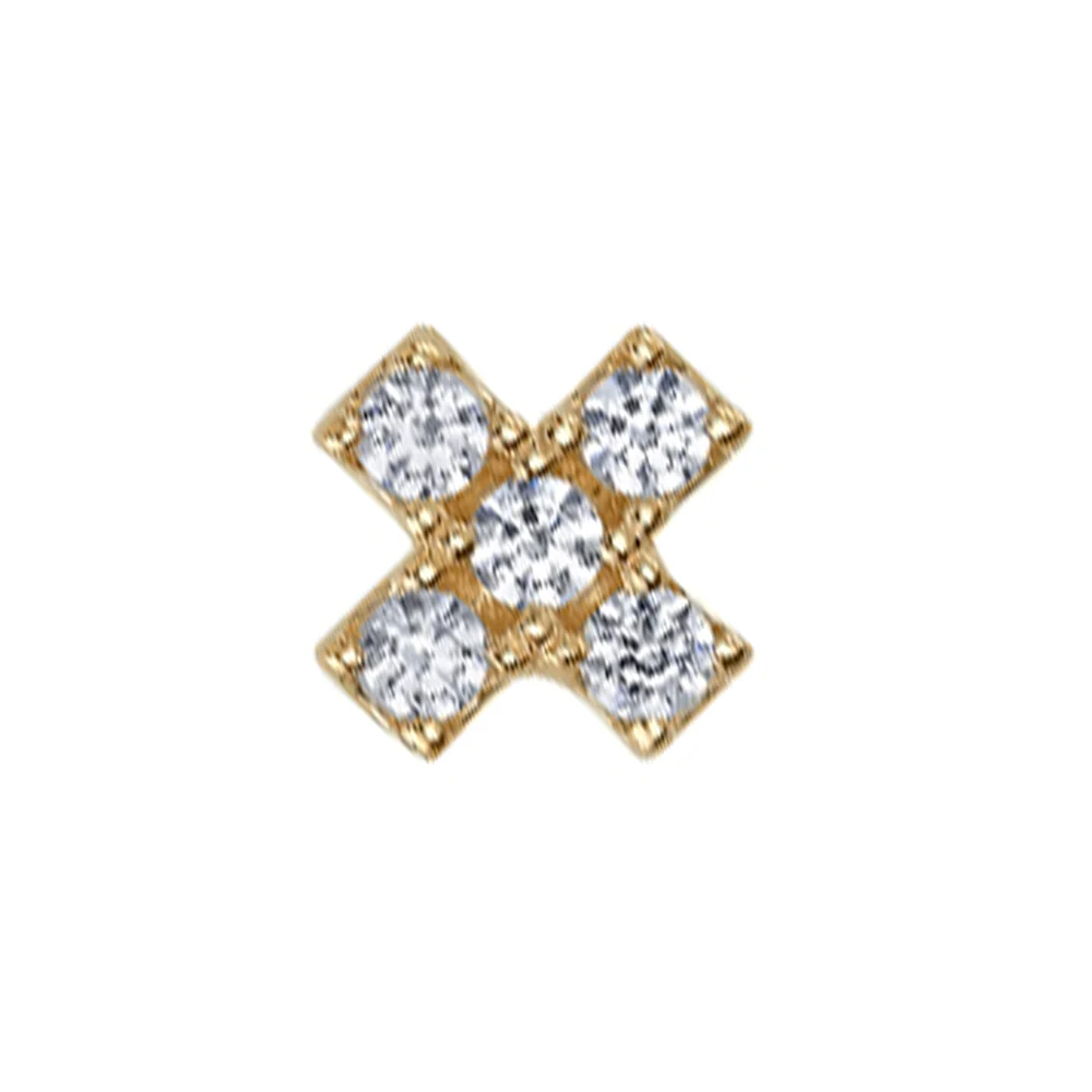"Lois X" Threaded End in Gold with White CZ's - Image 4