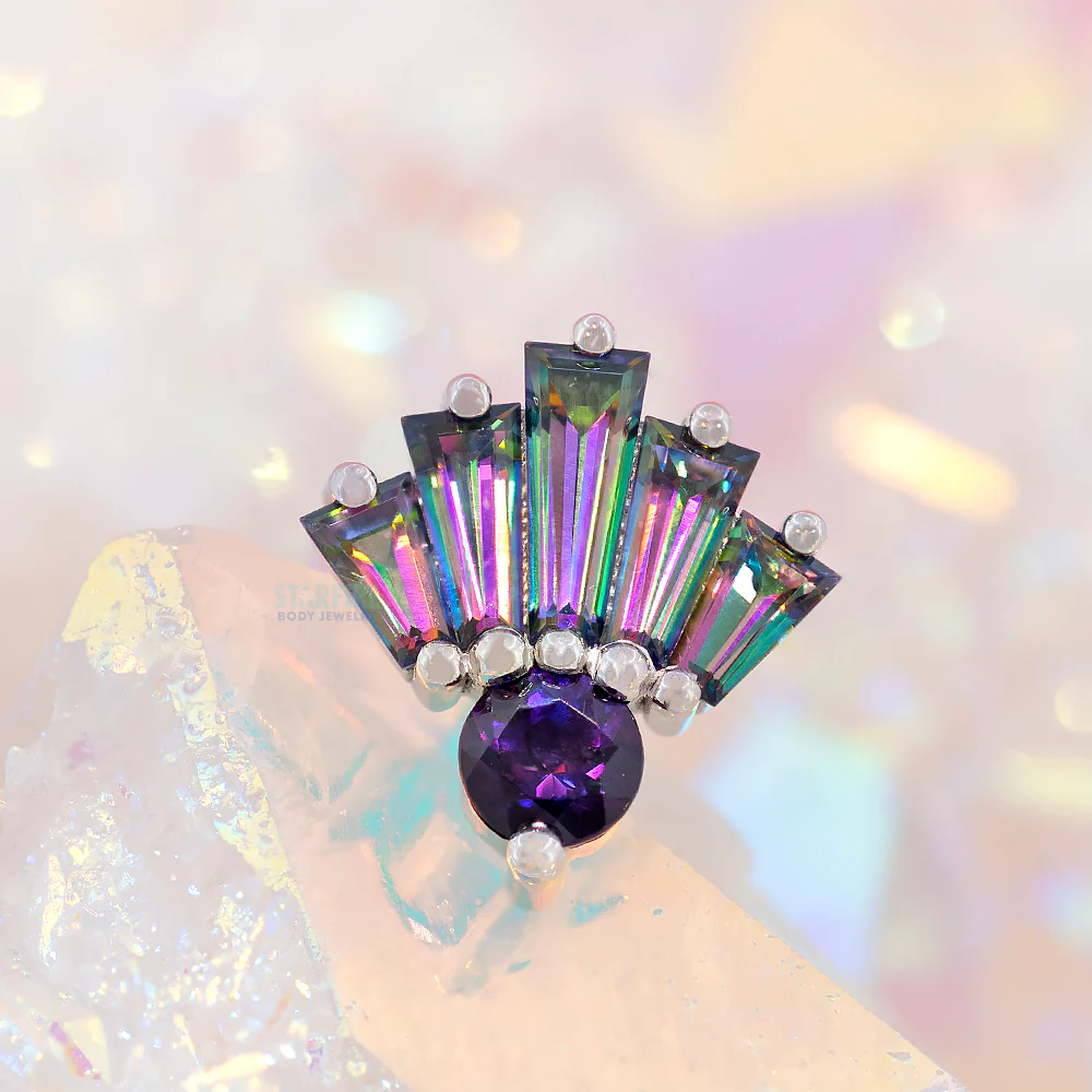 "Love Drunk" Threaded End in Gold with Amethyst & Mystic Topaz' - Image 2