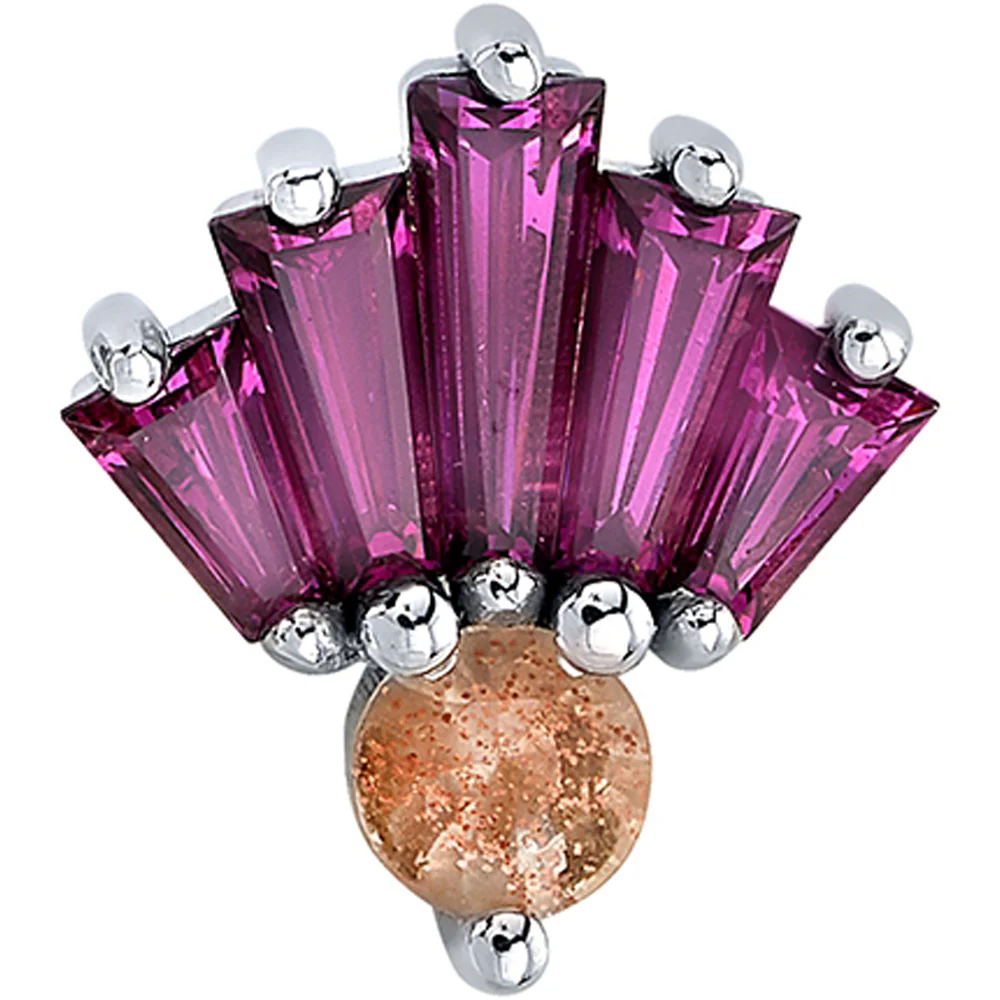 "Love Drunk" Threaded End in Gold with Oregon Sunstone & Rhodolite - Image 2