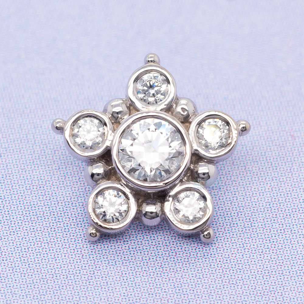 "Lucinda" Threaded End in Gold with White CZ's - Image 2