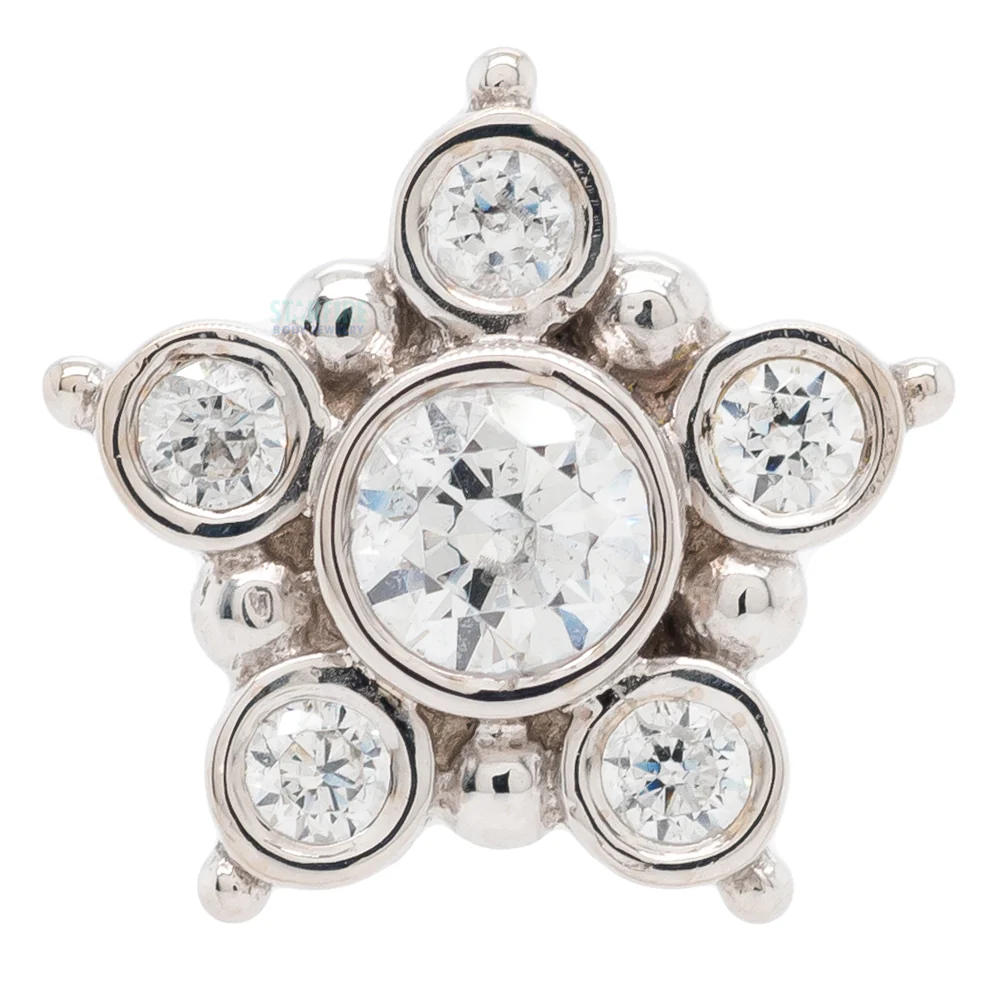 "Lucinda" Threaded End in Gold with White CZ's - Image 3