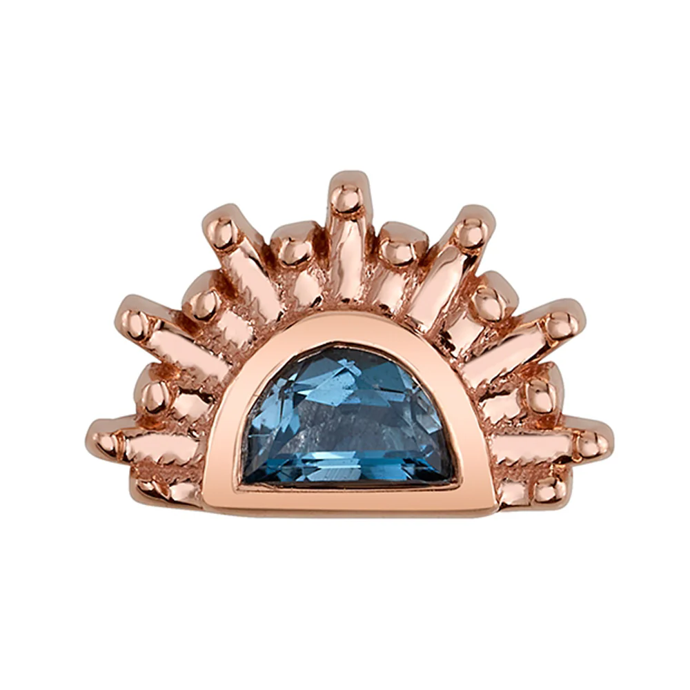 "Lunette" Threaded End in Gold with London Blue Topaz - Image 2