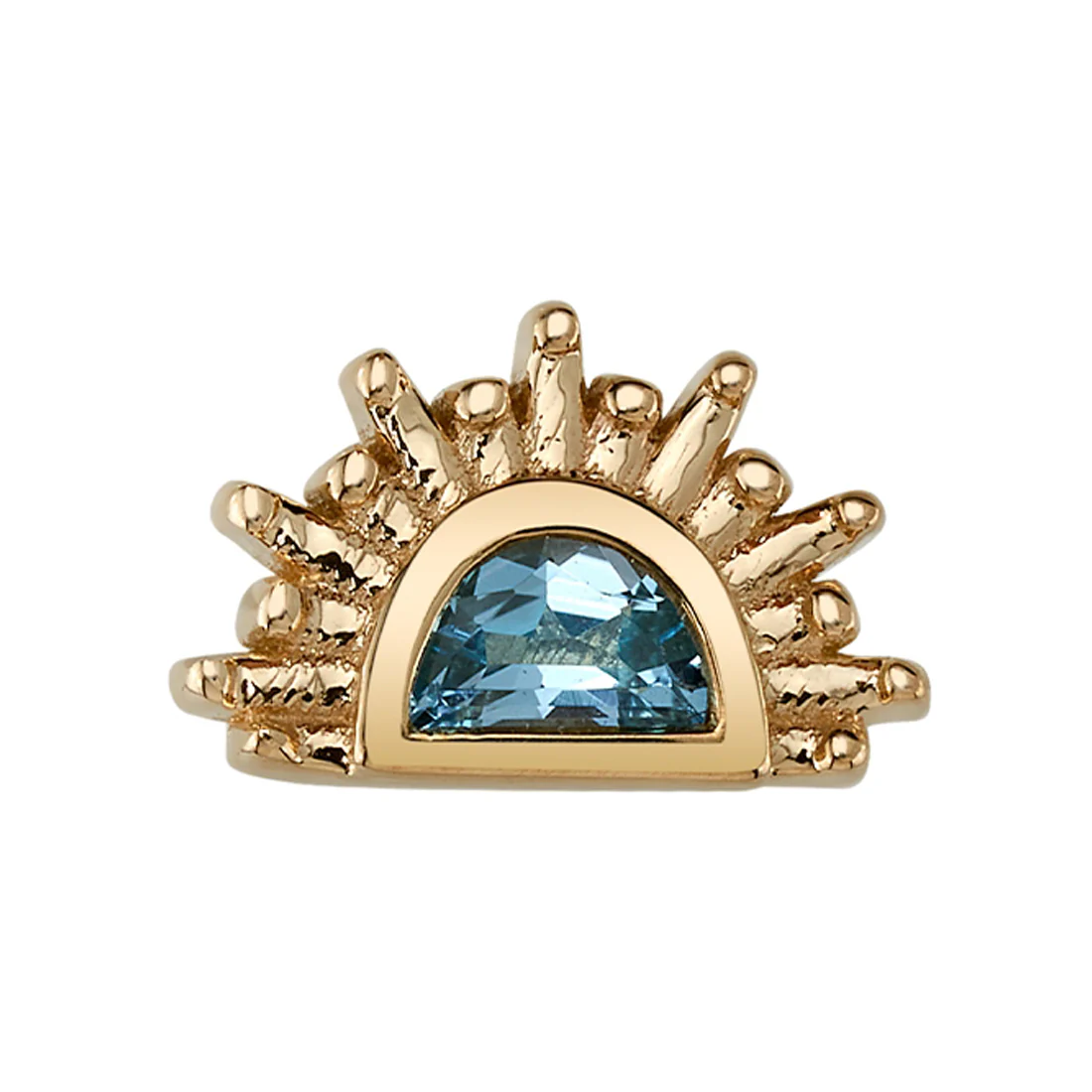"Lunette" Threaded End in Gold with Swiss Blue Topaz - Image 2